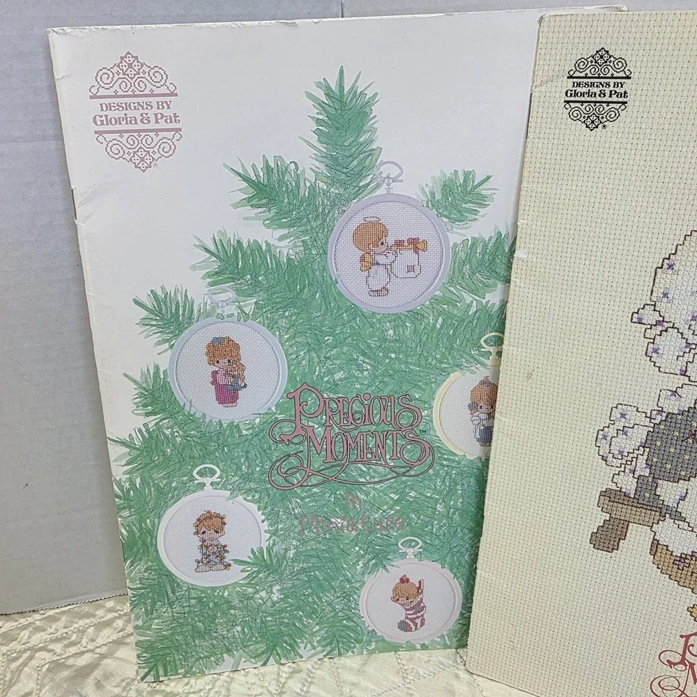 Lot Of 4 Vintage Precious Moments Cross Stitch Pattern Books Gloria & Pat 1980s